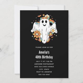 Happy Ghost Retro Hippie Vibe Geburtstag Einladung