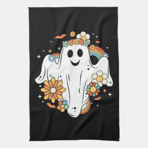 Happy Ghost Retro Hippie Vibe Geschirrtuch