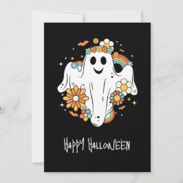 Happy Ghost Retro Hippie Vibe Halloween Dankeskarte