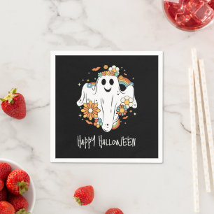 Happy Ghost Retro Hippie Vibe Halloween Serviette
