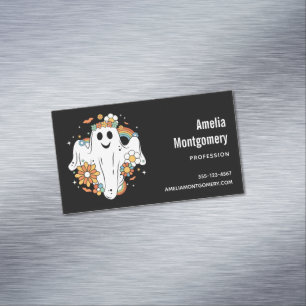 Happy Ghost Retro Hippie Vibe Magnetische Visitenkarte