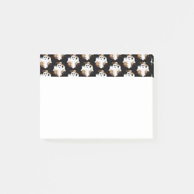 Happy Ghost Retro Hippie Vibe Muster Post-it Klebezettel (Vorderseite)