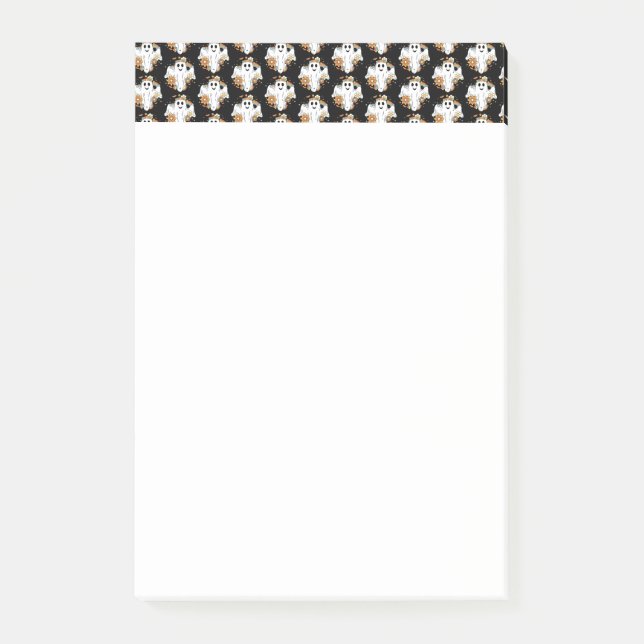 Happy Ghost Retro Hippie Vibe Muster Post-it Klebezettel (Vorderseite)