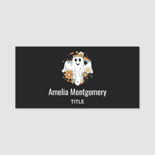 Happy Ghost Retro Hippie Vibe Namensschild