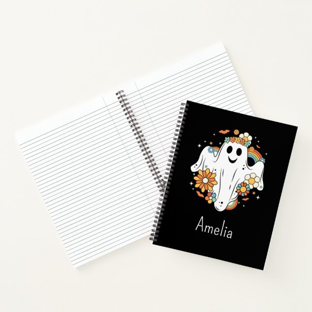 Happy Ghost Retro Hippie Vibe Notizbuch (Innenseite)