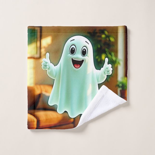 Happy Ghost's Thumbs Up Badhandtuch Set (Waschlappen)