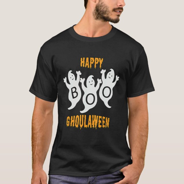 Happy Ghoulaween Halloween Cute Ghosts Trio With B T-Shirt (Vorderseite)