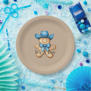 Happy Gingerbread Cowboy Baby Shower Pappteller