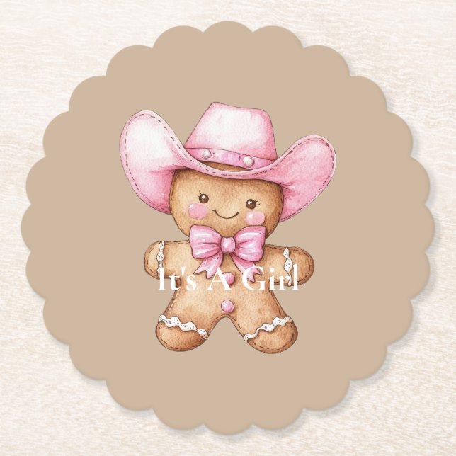 Happy Gingerbread Cowgirl Baby Shower Untersetzer (Vorderseite)