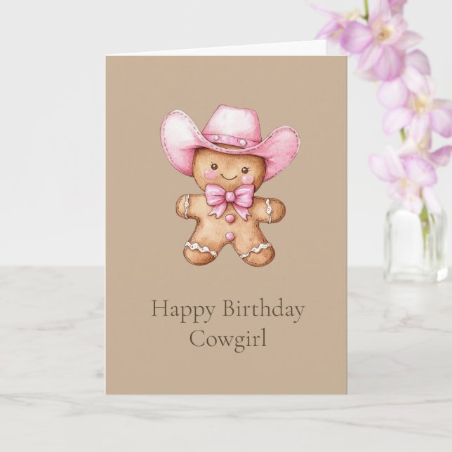 Happy Gingerbread Cowgirl Birthday Karte (Orchidee)