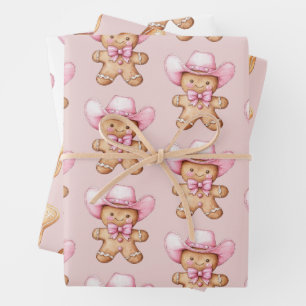 Happy Gingerbread Cowgirl Weihnachten Geschenkpapier Set