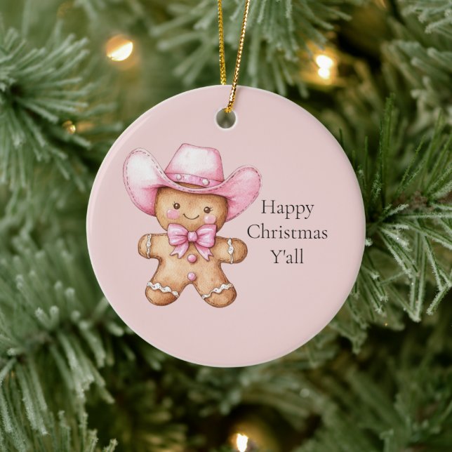 Happy Gingerbread Cowgirl Weihnachten Keramik Ornament (Baum)