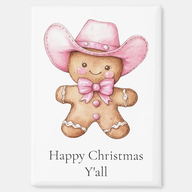 Happy Gingerbread Cowgirl Weihnachten Magnet (Vorderseite)