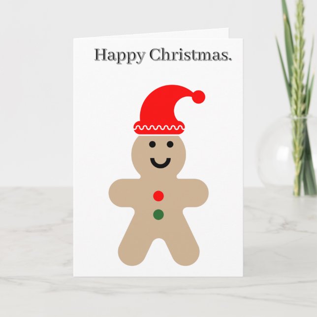 Happy Gingerbread Man Editable Christmas Karte (Vorderseite)
