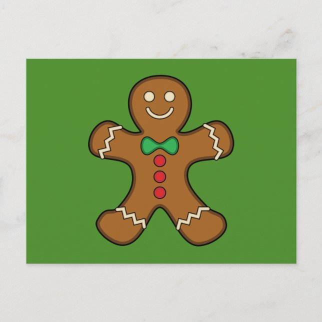 Happy Gingerbread Man Feiertagspostkarte (Vorderseite)