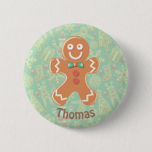 Happy Gingerbread Mann Frohe Weihnachten Button