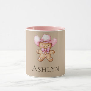 Happy Gingerbread Pink Cowgirl Name Tasse