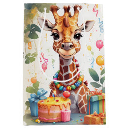 Happy Giraffe mit Geschenken & Kuchen | Mittlere Geschenktüte