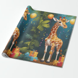 Happy Giraffe mit Geschenken | Schleifpapier Geschenkpapier