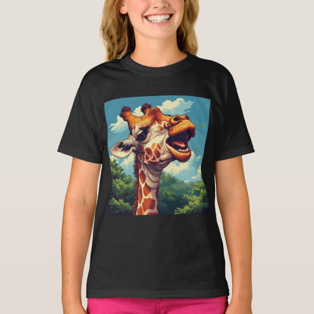 Happy Giraffe Pixel Art T - Shirt (Vorderseite)