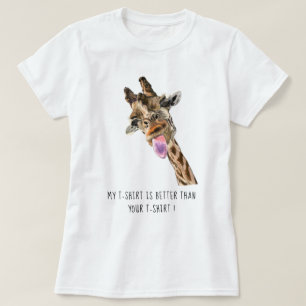 Happy Giraffe Tongue Out Funny T - Shirt - Dein Te