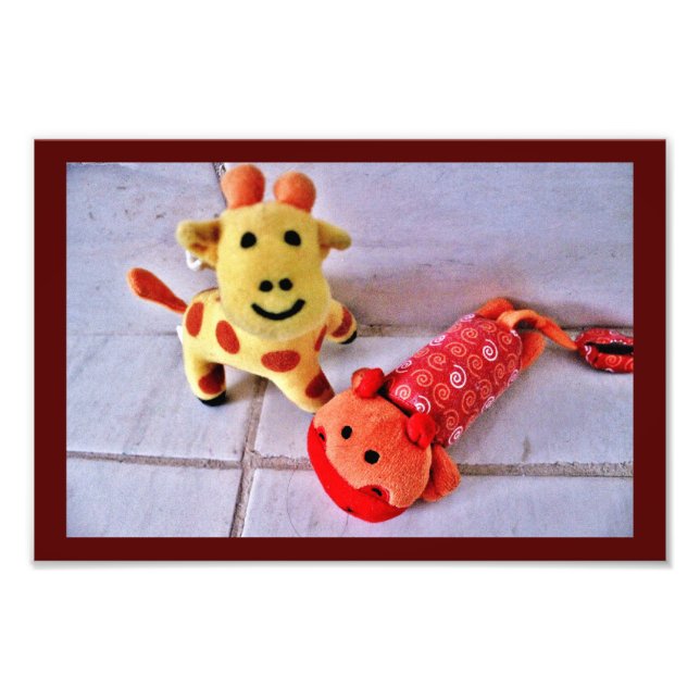 Happy Giraffe und Hippo Fotodruck (Vorne)