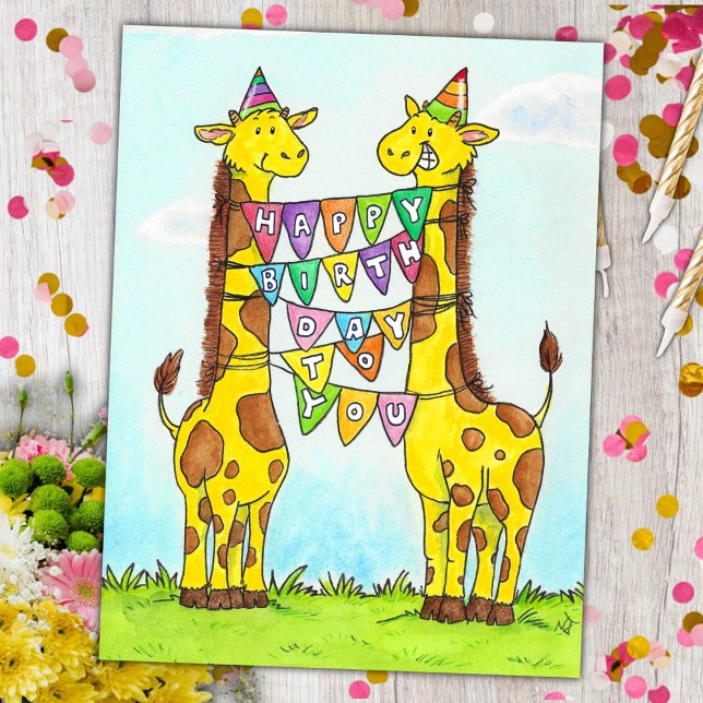 Happy Giraffes Birthday Postkarte (Von Creator hochgeladen)