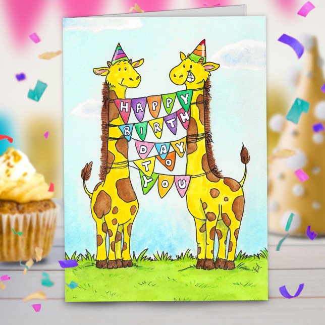 Happy Giraffes Geburtstagsgrüße Karte (Von Creator hochgeladen)