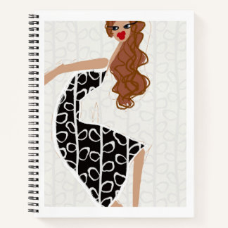 Happy Girl Dancing Schwarz-weiß Fashion Notizbuch