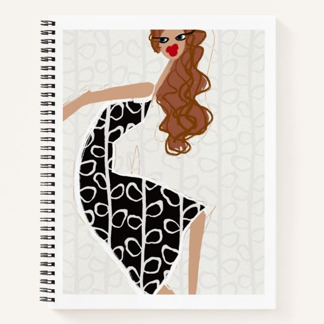 Happy Girl Dancing Schwarz-weiß Fashion Notizbuch (Vorderseite)