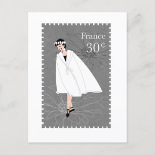 Happy Girl Frankreich Briefmarke Art Postcard Postkarte