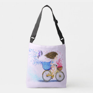 Happy Girl mit Bike Crossbody Bag Tragetaschen Mit Langen Trägern
