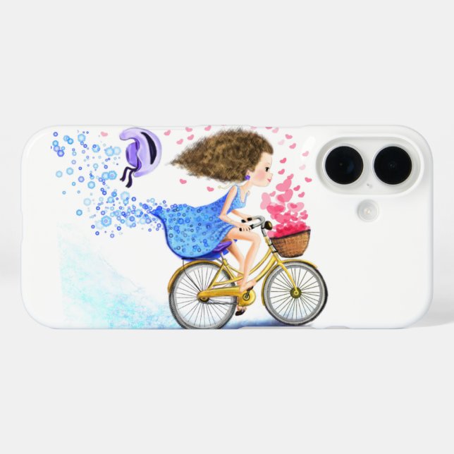 Happy Girl mit Bike iPhone Case (Rückseite (Horizontal))