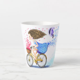 Happy Girl mit Bike Latte Tasse