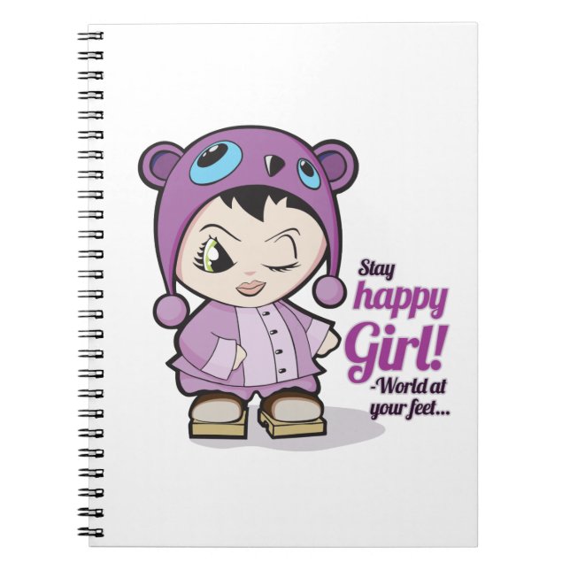 Happy Girl Notebook Notizblock (Vorderseite)