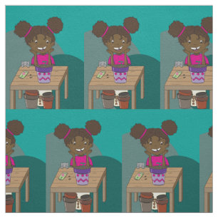 Happy Girl Starring bei Seedling Print Fabric Stoff