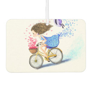 Happy Girl with Bike Air Freshener Liebe Herz Autolufterfrischer
