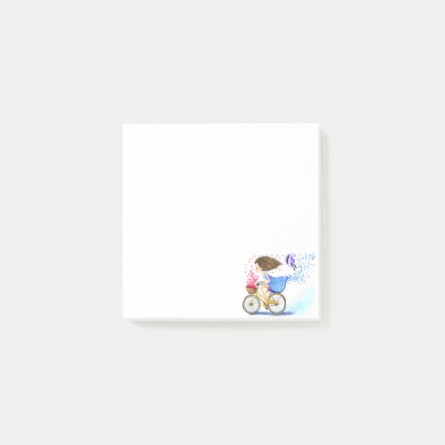 Happy Girl with Bike Post-it® Notes Post-it Klebezettel (Vorderseite)