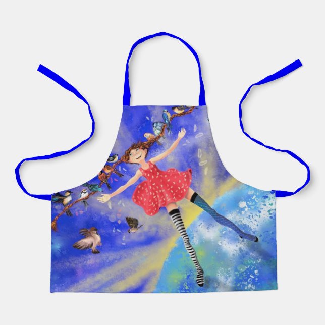 Happy Girl with BirdsApron Spring Schürze (Vorderseite)