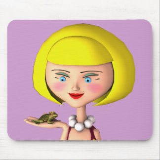 Happy Girl with Frog Prince Mousepad