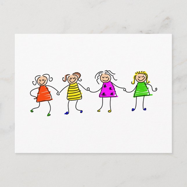 Happy Girls Postkarte (Vorderseite)