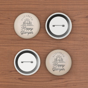 Happy Glamper Nature Brown Monogram Button