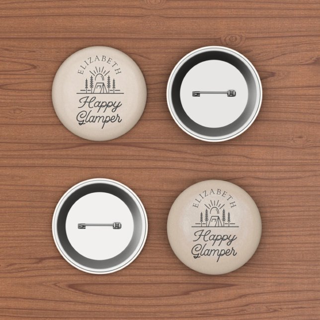 Happy Glamper Nature Brown Monogram Button (Von Creator hochgeladen)