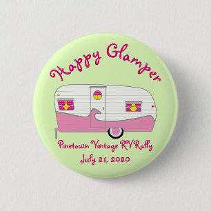 Happy Glamper Pink Vintager Ham Trailer Button