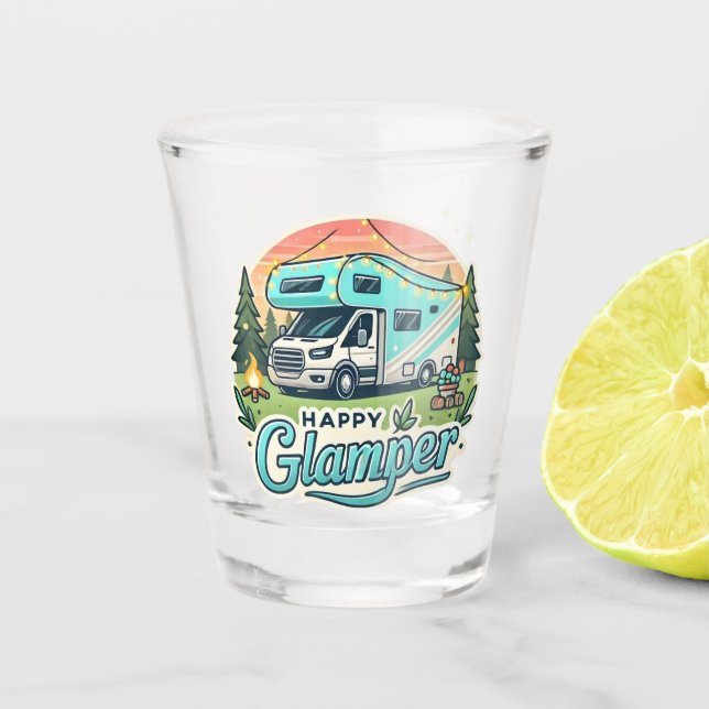 Happy Glamper Shot Glass - Sippe in Style Schnapsglas (Vorderseite)