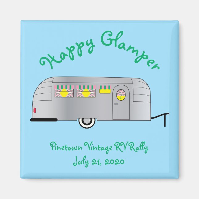 Happy Glamper Vintag Streamline Trailer Magnet (Vorne)