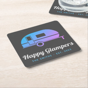 Happy Glampers Lila Ombre Camping Rechteckiger Pappuntersetzer