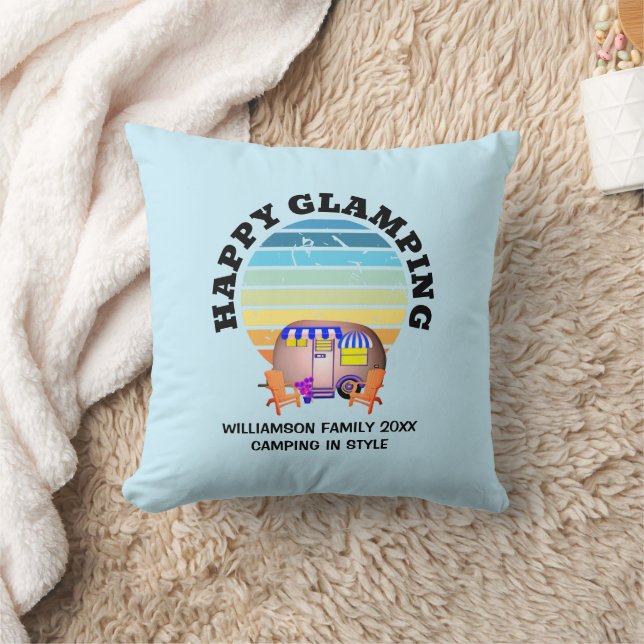 HAPPY GLAMPING Individuelle Name Family Camping Tr Kissen (Decke)
