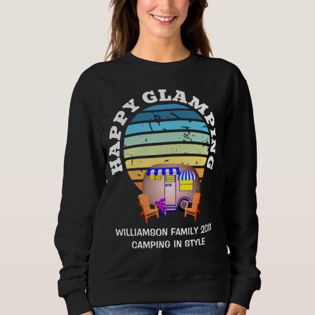 HAPPY GLAMPING Individuelle Name Family Camping Tr Sweatshirt (Vorderseite)