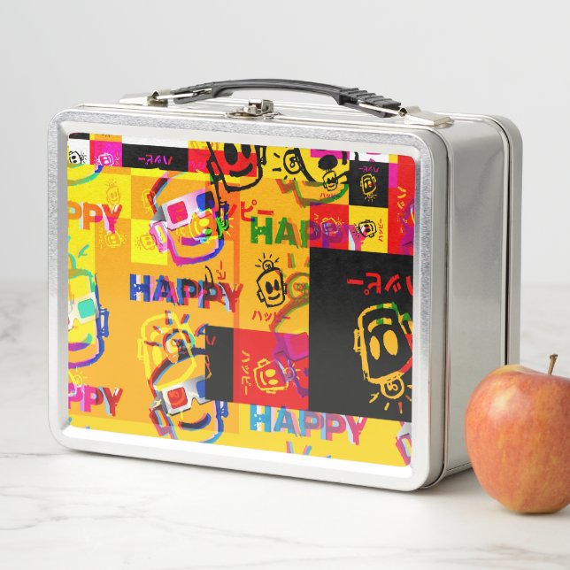 HAPPY Glitched Metal Lunchbox (Beispiel)